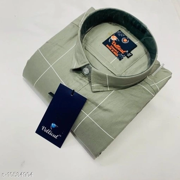 VELLICAL PREMIUM CHECKS PRINTED SHIRTS (SCS10584900)  - Grey, XL , Sidhu Collection 