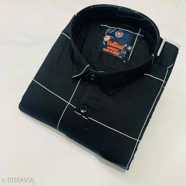VELLICAL PREMIUM CHECKS PRINTED SHIRTS (SCS10584900)  - Black , XXL , Sidhu Collection 