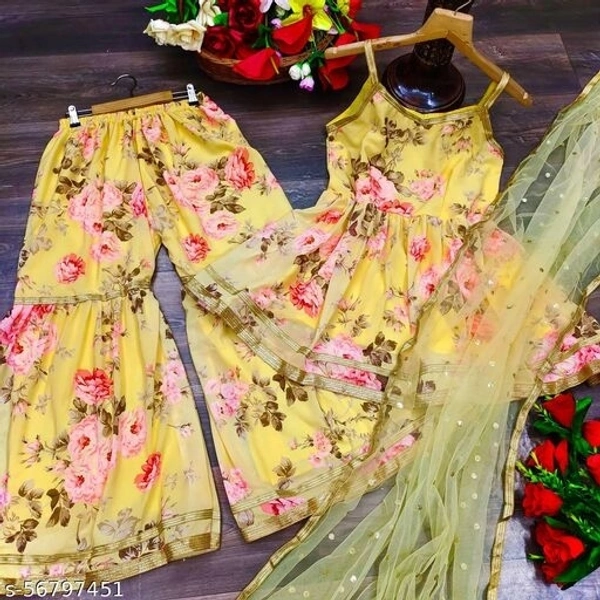 SHARARA SET (SCS56797451)  - Yellow , 42, Sidhu Collection 