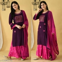 Aakarsha Refined Women Dupatta Sets (SCS51943178)  - Red, L, Sidhu Collection 
