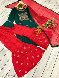 Aakarsha Refined Women Dupatta Sets (SCS51943178)  - Red, L, Sidhu Collection 