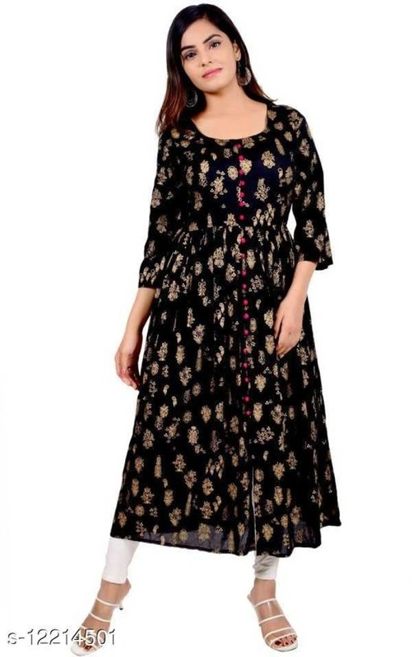 Women's Printed Rayon Anarkali  Kurti (SCS12214501)  - S, Sidhu Collection 