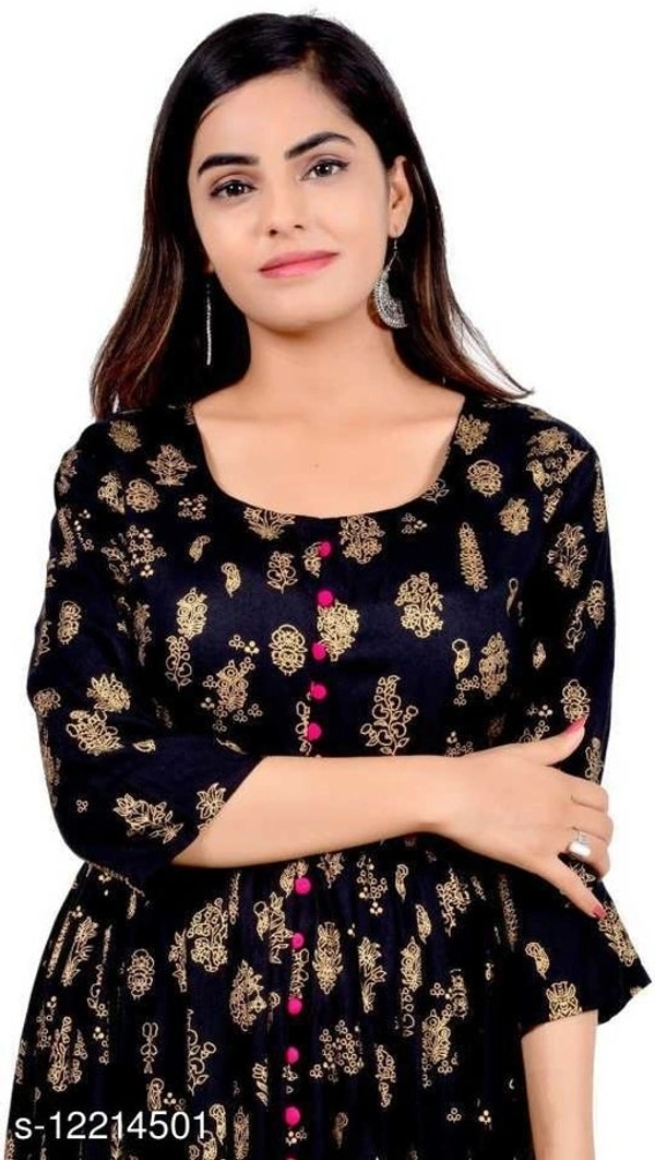 Women's Printed Rayon Anarkali  Kurti (SCS12214501)  - S, Sidhu Collection 
