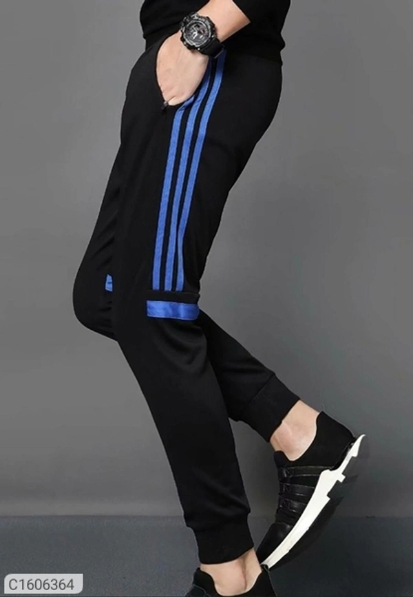Poly Knit Solid With Side Stripes Slim Fit Jogger (SC1606364)  - S, Sidhu Collection 