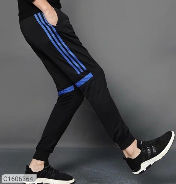 Poly Knit Solid With Side Stripes Slim Fit Jogger (SC1606364)  - S, Sidhu Collection 