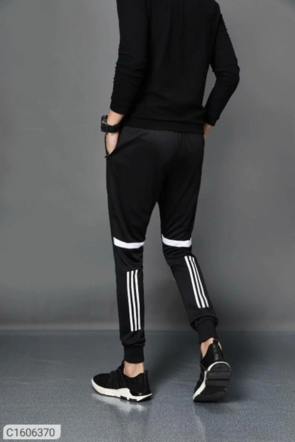 Poly Knit Solid With Side Stripes Slim Fit Jogger (SC1606364)  - XL , Sidhu Collection 