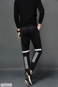 Poly Knit Solid With Side Stripes Slim Fit Jogger (SC1606364)  - XL , Sidhu Collection 