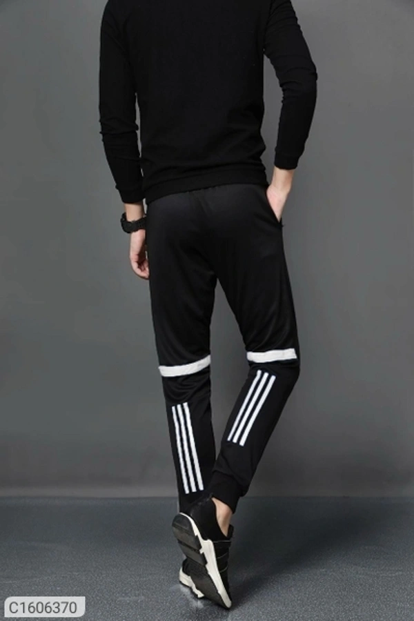 Poly Knit Solid With Side Stripes Slim Fit Jogger (SC1606364)  - XL , Sidhu Collection 