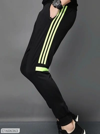 Poly Knit Solid With Side Stripes Slim Fit Jogger (SC1606364)  - M, Sidhu Collection 