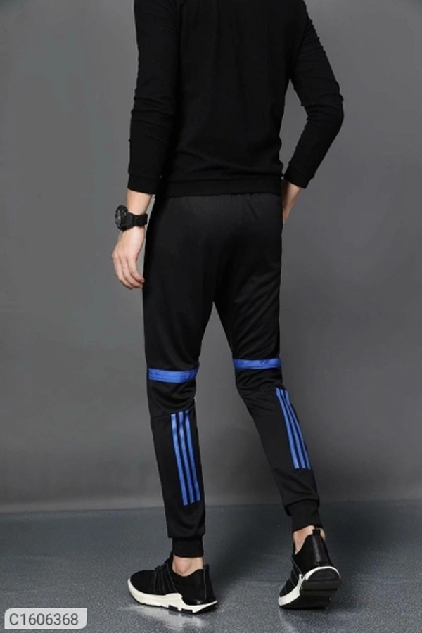 Poly Knit Solid With Side Stripes Slim Fit Jogger (SC1606364)  - L, Sidhu Collection 