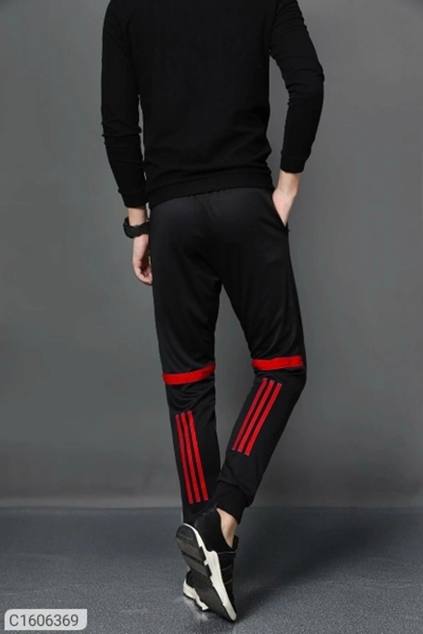 Poly Knit Solid With Side Stripes Slim Fit Jogger (SC1606364)  - M, Sidhu Collection 
