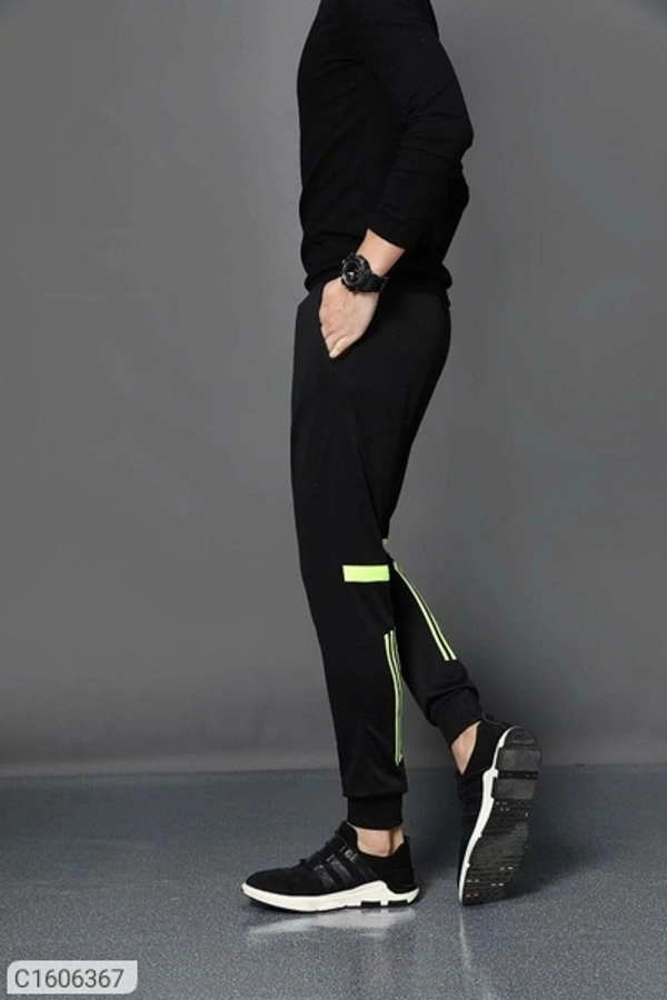 Poly Knit Solid With Side Stripes Slim Fit Jogger (SC1606364)  - S, Sidhu Collection 