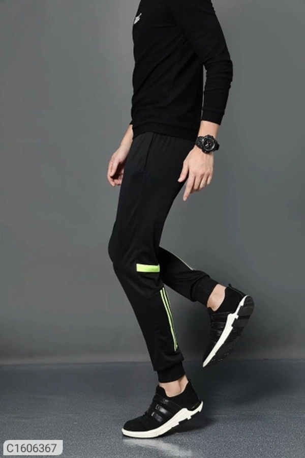Poly Knit Solid With Side Stripes Slim Fit Jogger (SC1606364)  - M, Sidhu Collection 