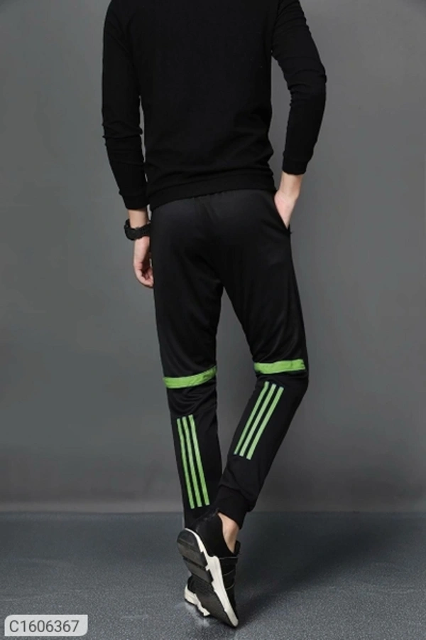 Poly Knit Solid With Side Stripes Slim Fit Jogger (SC1606364)  - M, Sidhu Collection 