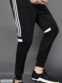 Poly Knit Solid With Side Stripes Slim Fit Jogger (SC1606364)  - XL , Sidhu Collection 