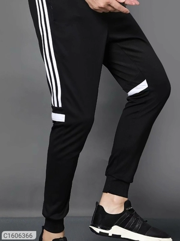 Poly Knit Solid With Side Stripes Slim Fit Jogger (SC1606364)  - XL , Sidhu Collection 