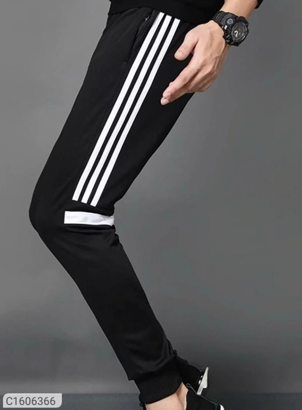 Poly Knit Solid With Side Stripes Slim Fit Jogger (SC1606364)  - XL , Sidhu Collection 