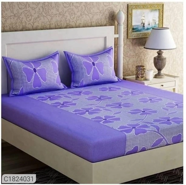 3D Printed Polycotton Double Bedsheets (SC1824031)  - Violet, Sidhu Collection 