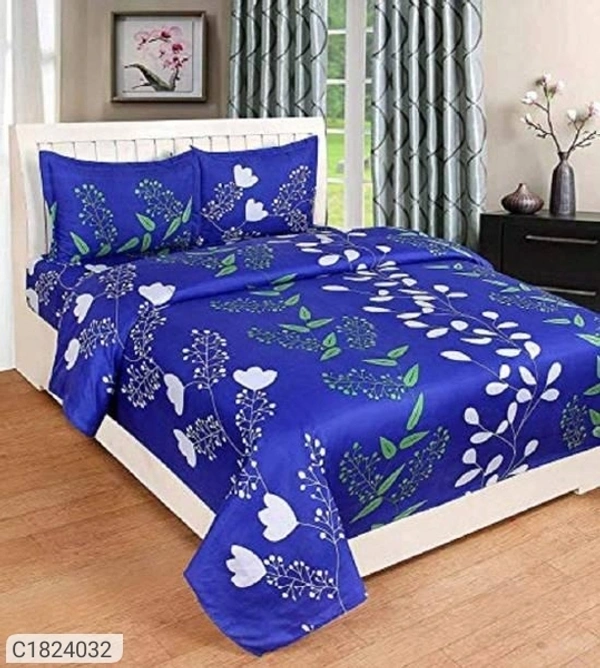 3D Printed Polycotton Double Bedsheets (SC1824031)  - Blue, Sidhu Collection 