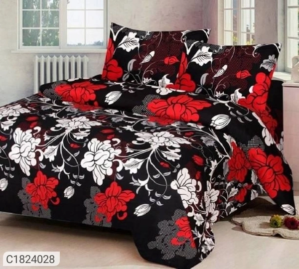 3D Printed Polycotton Double Bedsheets (SC1824031)  - Red, Sidhu Collection 