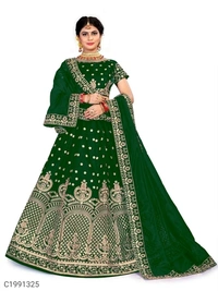 Gorgeous Embroidered Velvet Lehengas (SC1991327)  - Maroon, Sidhu Collection 