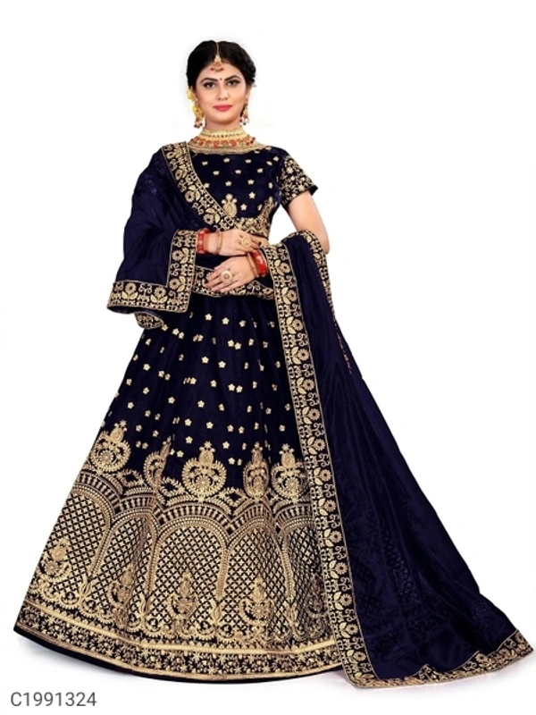 Gorgeous Embroidered Velvet Lehengas (SC1991327)  - Maroon, Sidhu Collection 