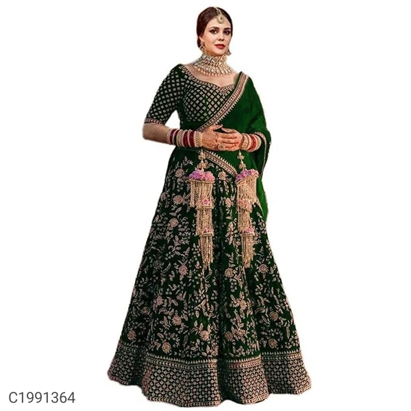 Delightful Embroidered Velvet Lehengas (SC1991362)  - Violet , Sidhu Collection 