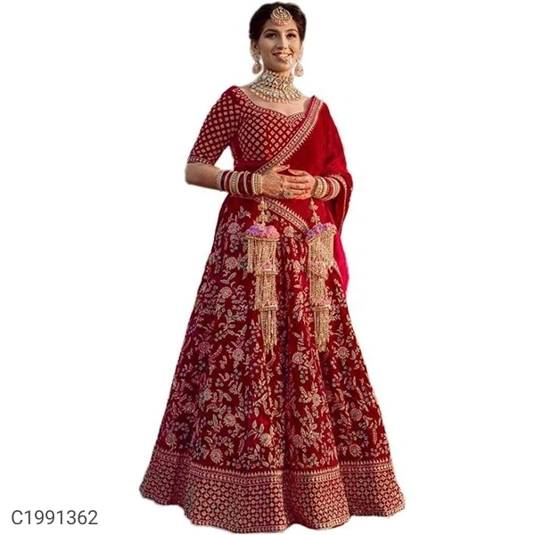 Delightful Embroidered Velvet Lehengas (SC1991362)  - Violet , Sidhu Collection 