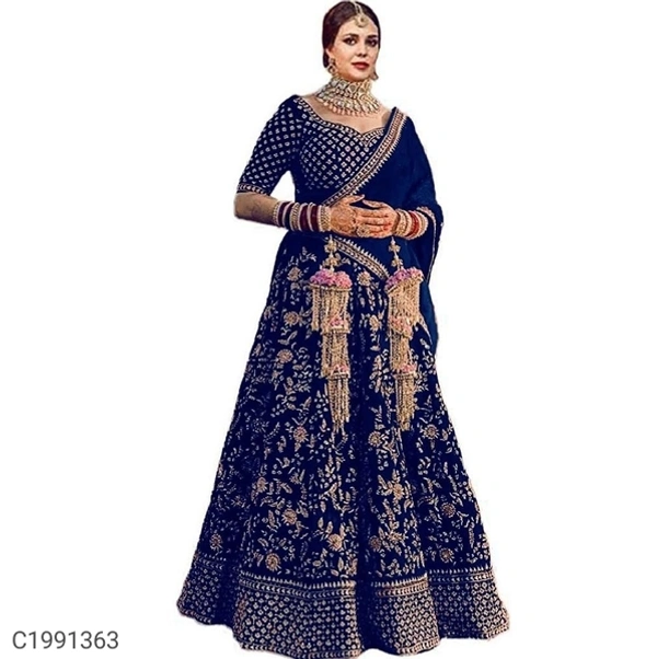 Delightful Embroidered Velvet Lehengas (SC1991362)  - Violet , Sidhu Collection 
