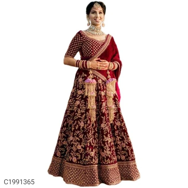 Delightful Embroidered Velvet Lehengas (SC1991362)  - Violet , Sidhu Collection 