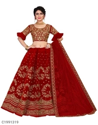  Authentic Embroidered Velvet Lehengas (SC1991319)  - Navy , Sidhu Collection 