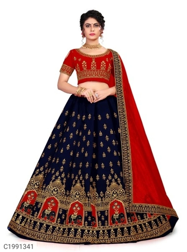 Fantastic Embroidered Velvet Lehengas (SC1991342)  - Navy , Sidhu Collection 