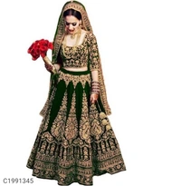  Adorable Embroidered Velvet Lehengas (SC1991347)  - Red, Sidhu Collection 