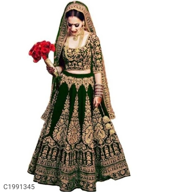  Adorable Embroidered Velvet Lehengas (SC1991347)  - Red, Sidhu Collection 