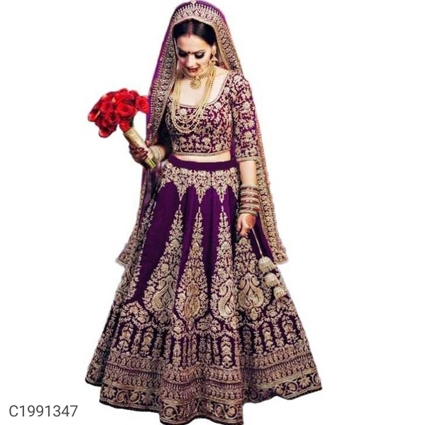  Adorable Embroidered Velvet Lehengas (SC1991347)  - Red, Sidhu Collection 