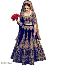  Adorable Embroidered Velvet Lehengas (SC1991347)  - Red, Sidhu Collection 