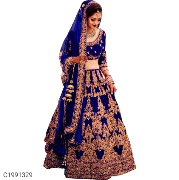  Glamorous Embroidered Velvet Lehengas (SC1991328)  - Red, Sidhu Collection 