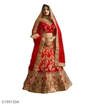 Pretty Embroidered Velvet Lehengas (SC1991334)  - Sidhu Collection , Red Design 1