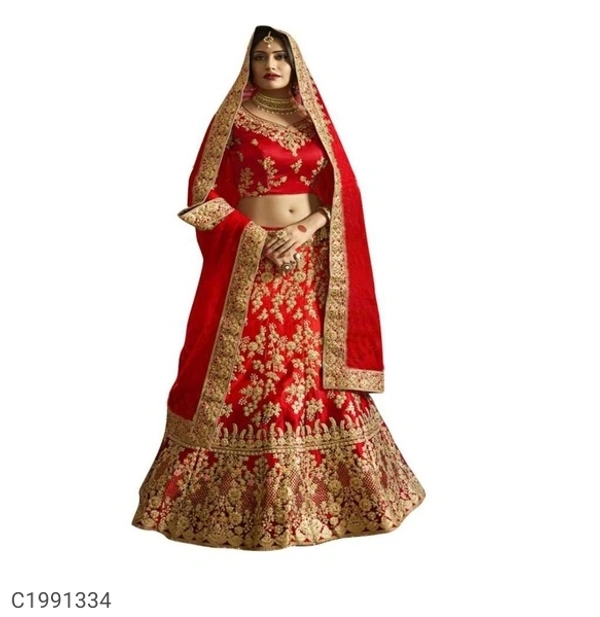 Pretty Embroidered Velvet Lehengas (SC1991334)  - Sidhu Collection , Red Design 1