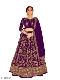 Beautiful Embroidered Velvet Lehengas (SC1991349)  - Red, Sidhu Collection 