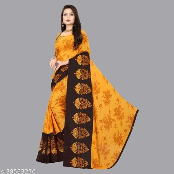 Printed, Daily wear, Georgette Saree with unstitched blouse piece (SCS38563273)  - Green, Sidhu Collection 