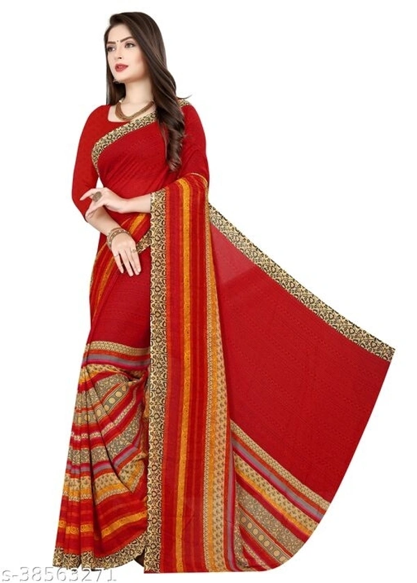 Printed, Daily wear, Georgette Saree with unstitched blouse piece (SCS38563273)  - Red, Sidhu Collection 