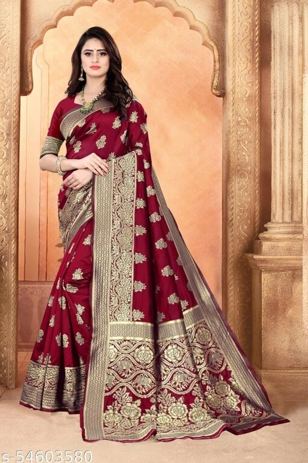 gulab Maroon Saree (SCS54603580)  - Maroon, Sidhu Collection 