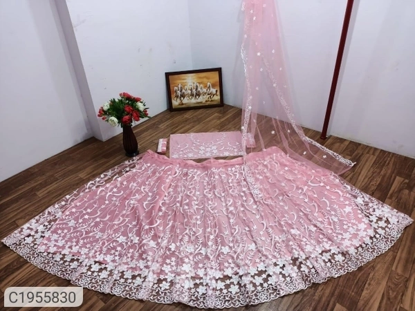 Latest Embroidered Chain Work Lehenga (Wedding Collection) (SC1955832)  - Pink , Sidhu Collection 