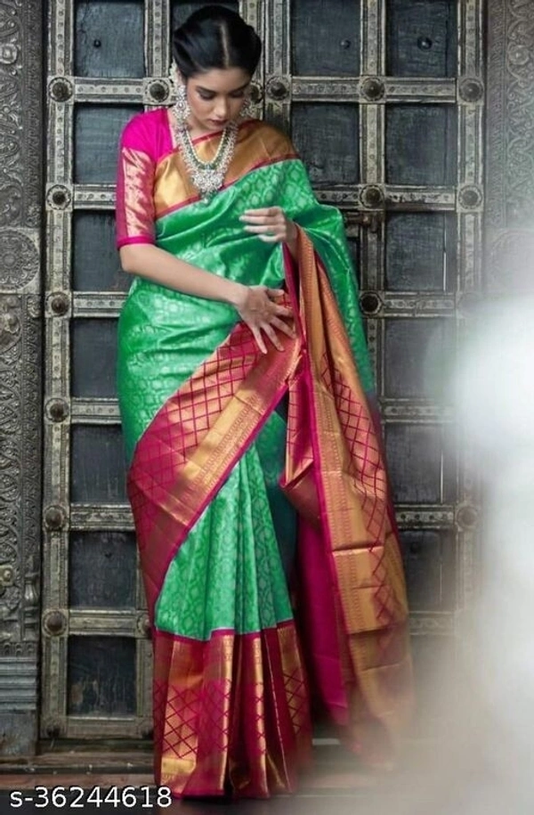 Beautiful Designer Kanjeevaram silk Saree (SCS36244619)  - Turquoise Blue , Sidhu Collection 