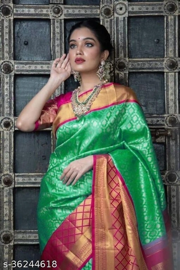 Beautiful Designer Kanjeevaram silk Saree (SCS36244619)  - Turquoise Blue , Sidhu Collection 