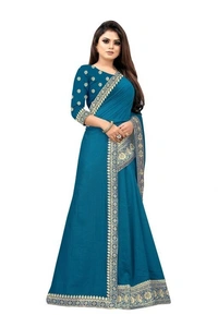SILK SAREE (SCS56543931)  - Blue , Sidhu Collection 