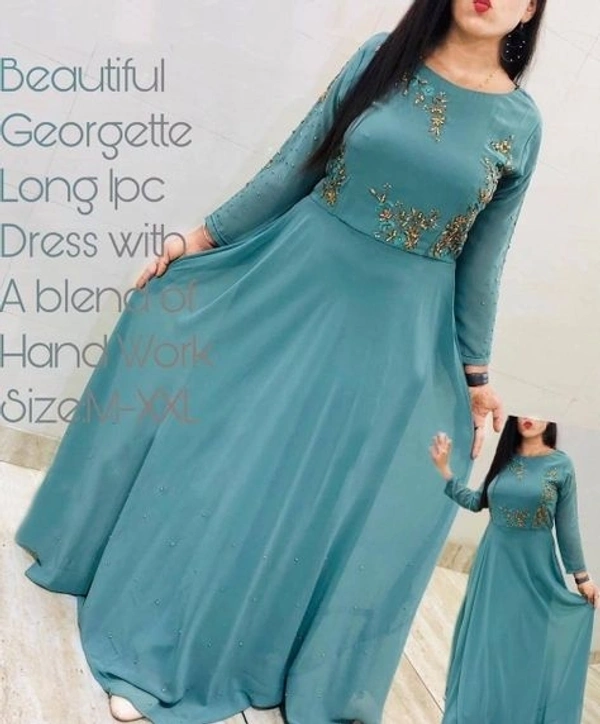  Attractive Embroidered Georgette Floor Length Gowns (SC1894201)  - M, Sidhu Collection 