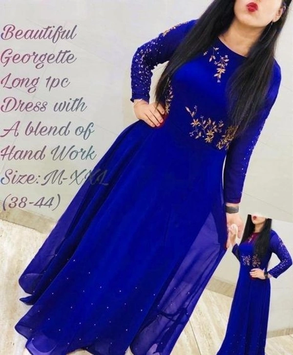  Attractive Embroidered Georgette Floor Length Gowns (SC1894201)  - L, Sidhu Collection 