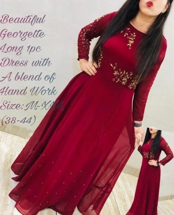  Attractive Embroidered Georgette Floor Length Gowns (SC1894201)  - XL , Sidhu Collection 